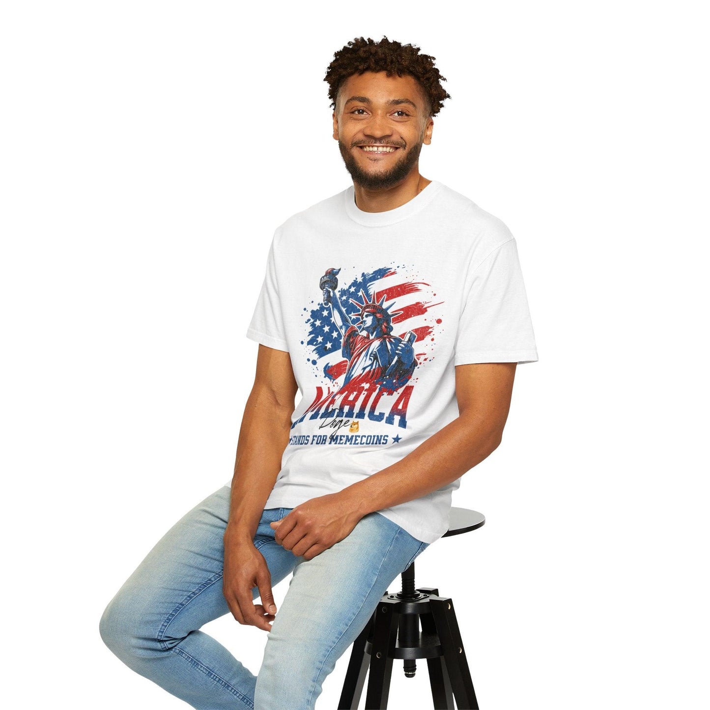 MemeCoin Patriotic Garment-Dyed T-Shirt - CryptoAiShop