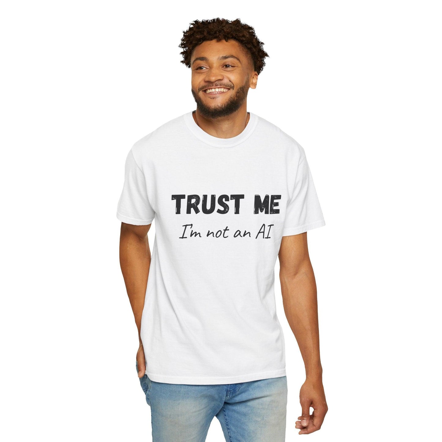 Unisex T-shirt AI Joke 'Trust Me, I'm Not an AI' Funny Quote - CryptoAiShop