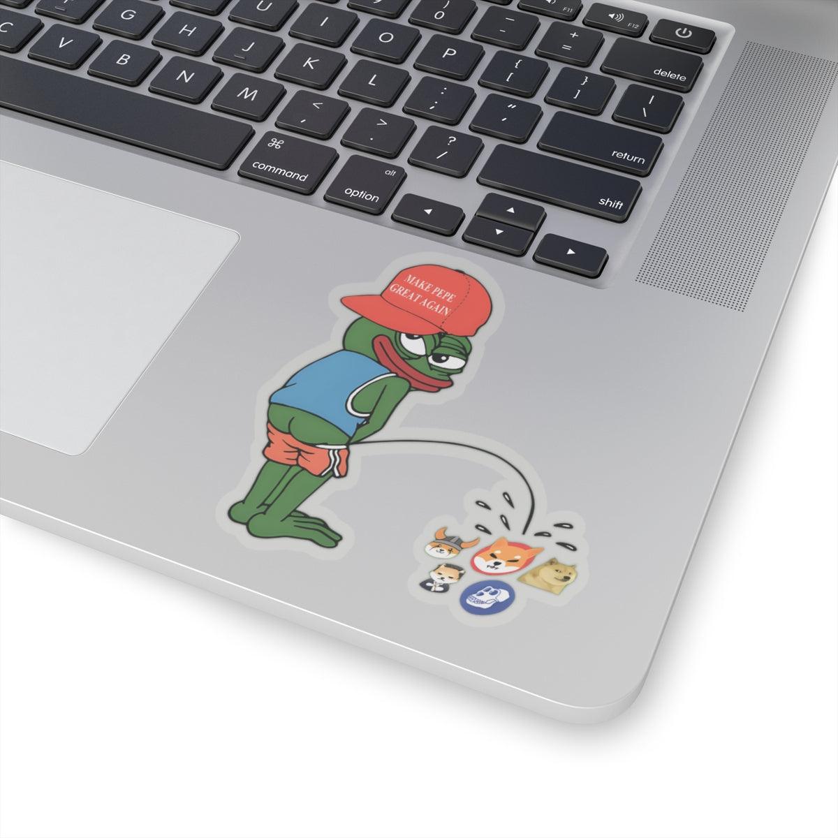 Crypto Waterproof Vinyl Sticker, Pepe Meme Coin - CryptoAiShop