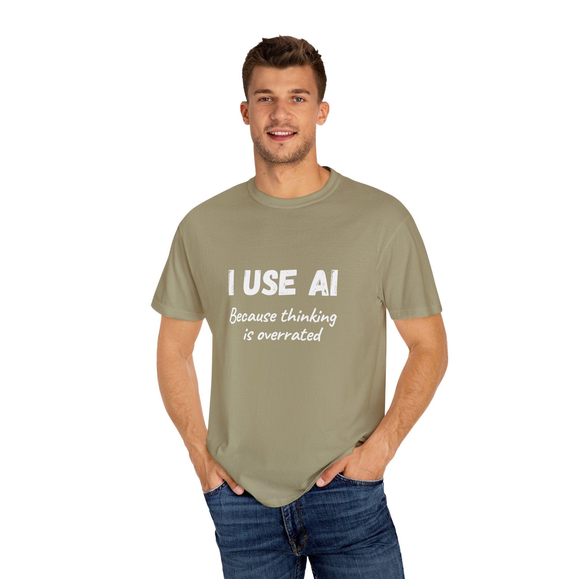 AI Unisex T-Shirt, Thinking is Overrated, Cotton - CryptoAiShop