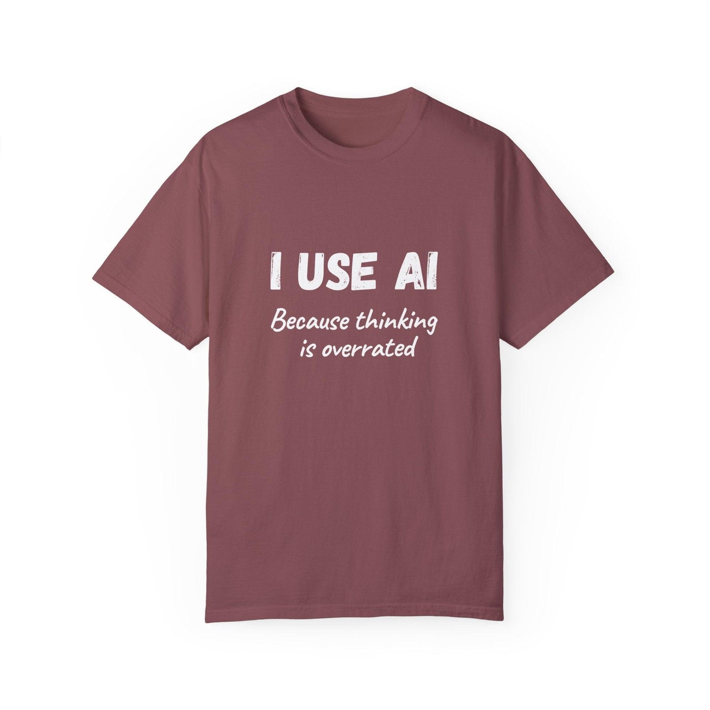 AI Unisex T-Shirt, Thinking is Overrated, Cotton - CryptoAiShop