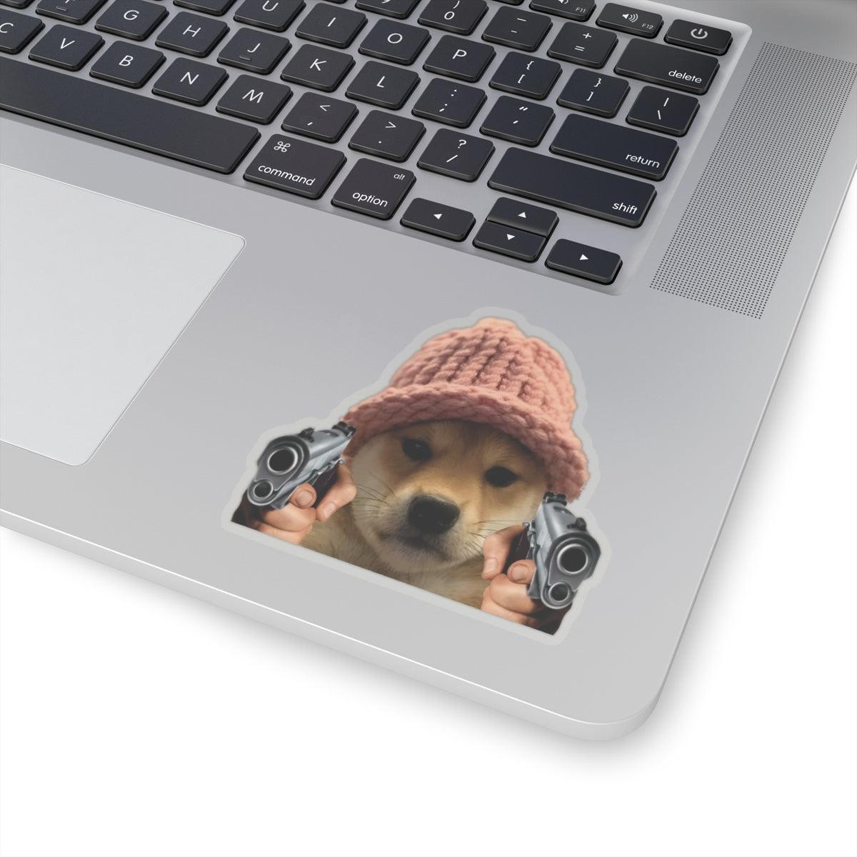 Crypto Sticker, Dogwifhat Memecoin, Hilarious, Vinyl - CryptoAiShop