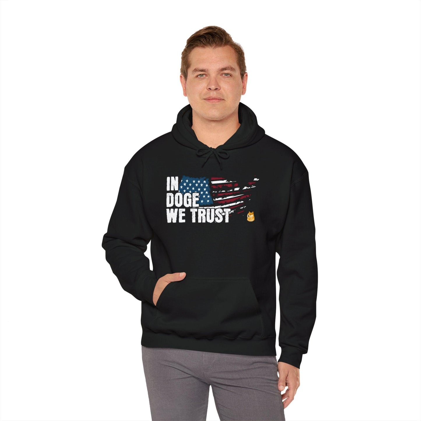 Crypto Unisex Hoodie, In DOGE We Trust, Cotton - CryptoAiShop