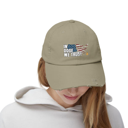 Crypto Distressed Cap, In Doge We Trust, Unisex - CryptoAiShop