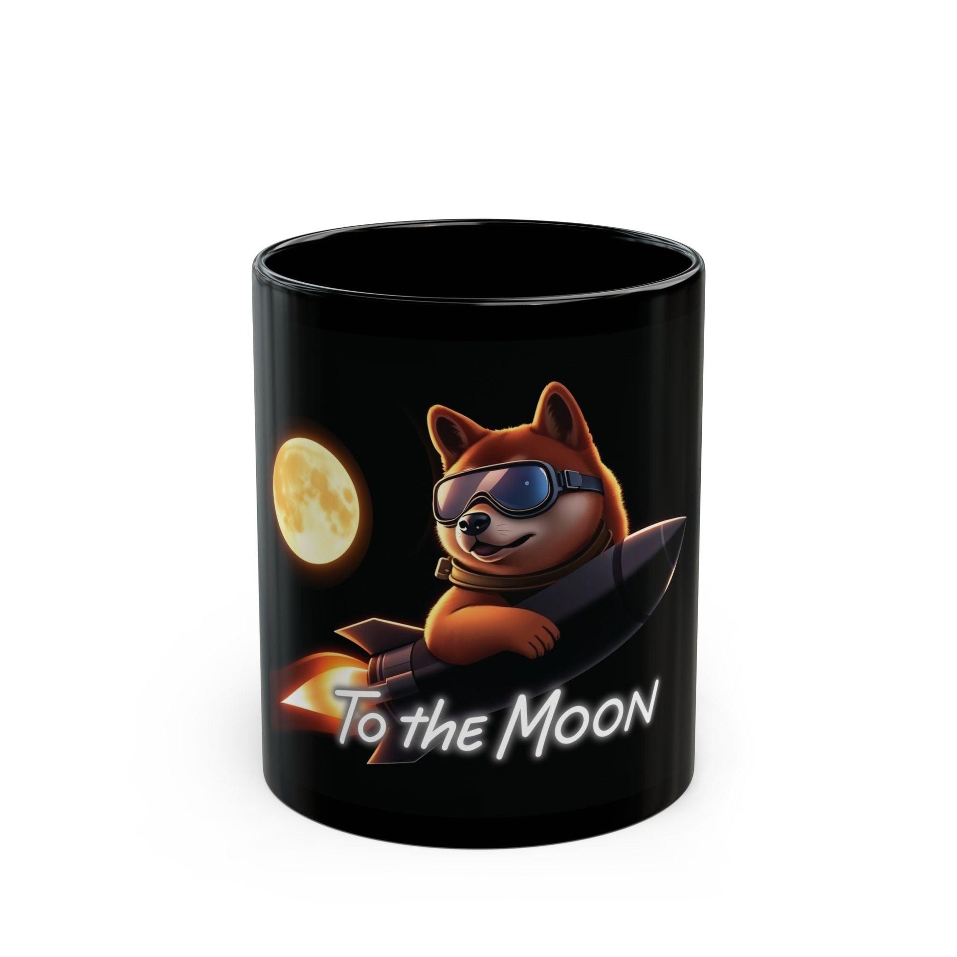 Mug 'To the Moon' - Shiba Inu Coin, Rocket Flying to the Moon - CryptoAiShop